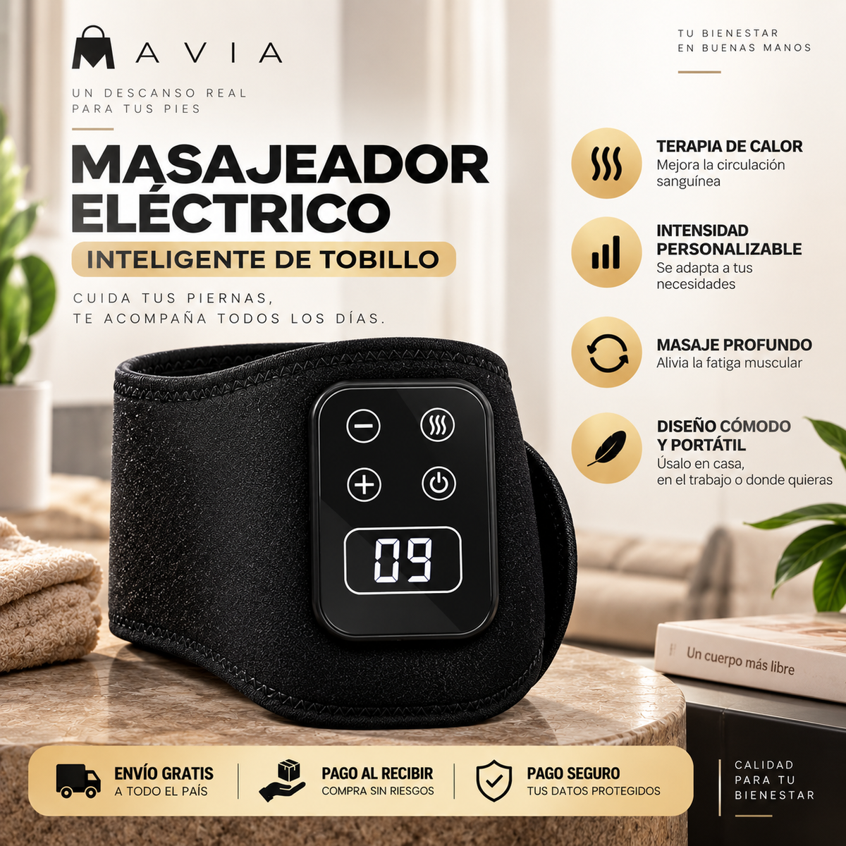 MAVIA PLUS™ - Masajeador Eléctrico Inteligente de Tobillo - Relajación y Bienestar para tus Pies.