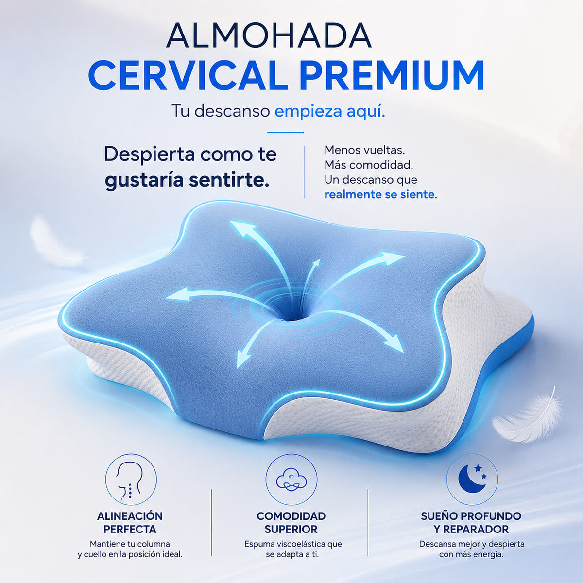 MAVIA PLUS™ — Almohada Cervical Premium - Tu cuello alineado, tu descanso transformado!