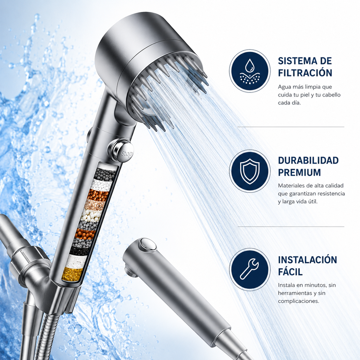 MAVIA PLUS™ - Alcachofa de Ducha de Alta Presión - Disfruta cada ducha como mereces.