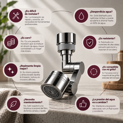 MAVIA PLUS™ - Grifo Giratorio 360° Multifuncional - Disfruta de una limpieza más práctica cada día.