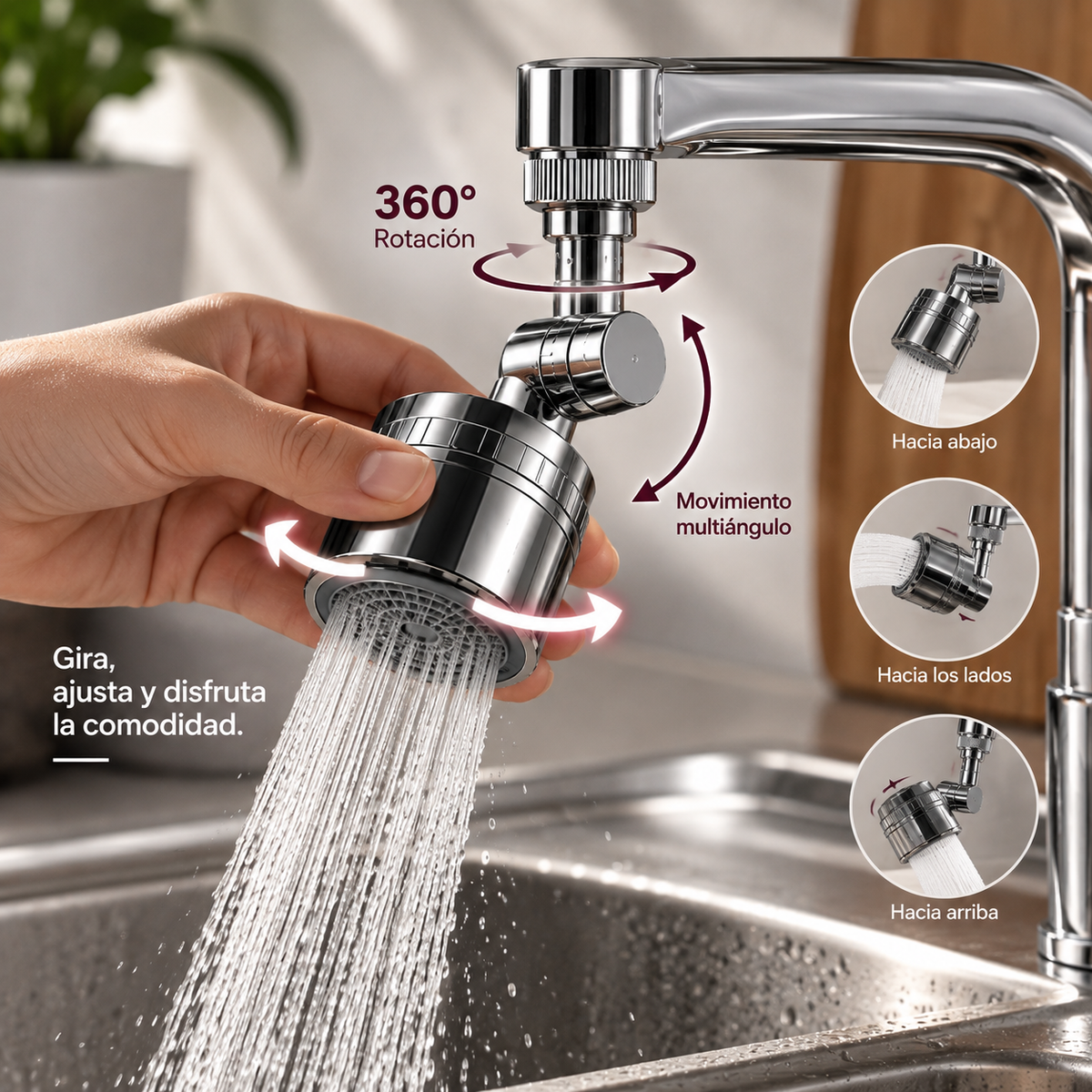MAVIA PLUS™ - Grifo Giratorio 360° Multifuncional - Disfruta de una limpieza más práctica cada día.