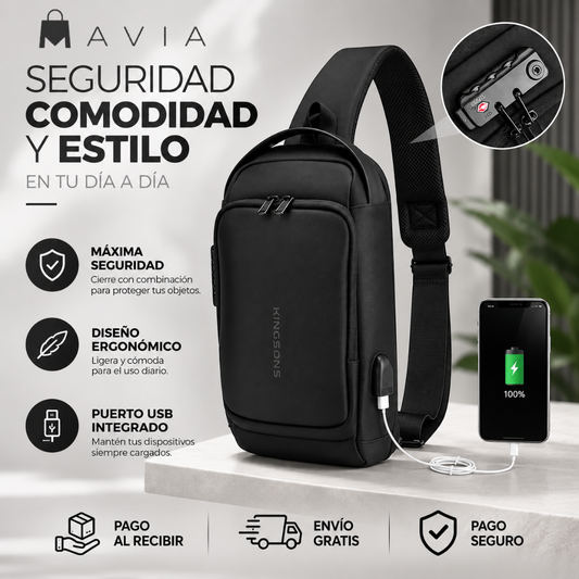 MAVIA PLUS™ - Bolso Bandolera Antirrobo - Seguridad y estilo en cada movimiento.