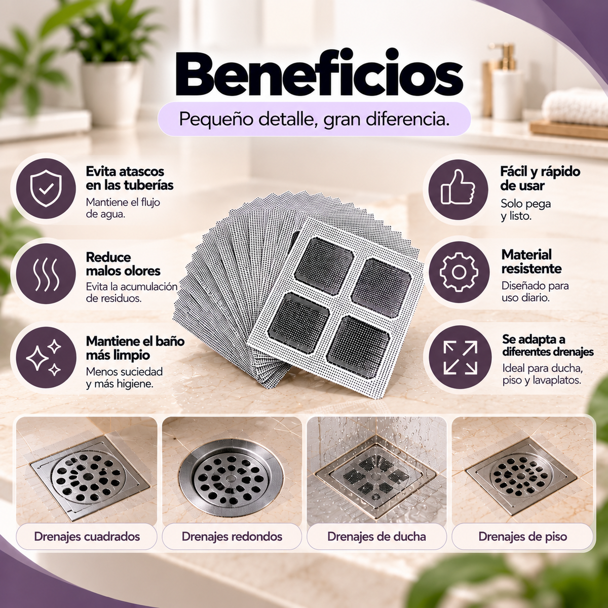 MAVIA PLUS™ - Adhesivos Para Drenajes - Etrapa Pelos Y Residuos Eficazmente.