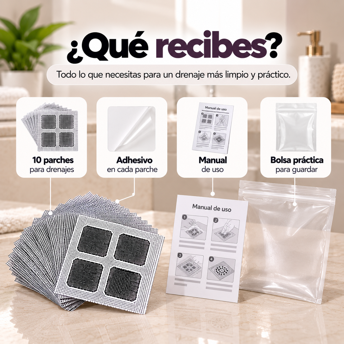 MAVIA PLUS™ - Adhesivos Para Drenajes - Etrapa Pelos Y Residuos Eficazmente.