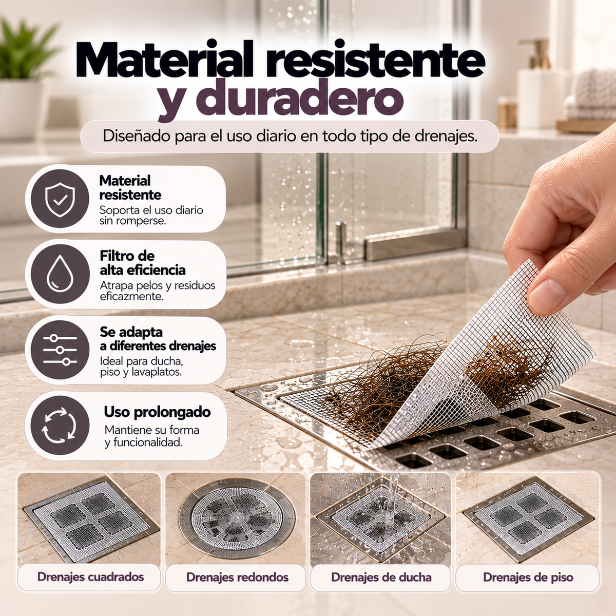 MAVIA PLUS™ - Adhesivos Para Drenajes - Etrapa Pelos Y Residuos Eficazmente.